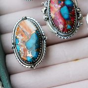 oyster turquoise sterling silver gemstone ring