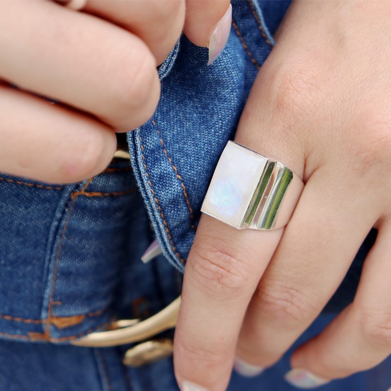 moonstone gemstone sterling silver ring