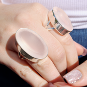 rose quartz large sterling silver gemstone ring