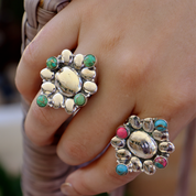 green oyster turquoise sterling silver gemstone ring