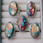 oyster turquoise sterling silver gemstone ring