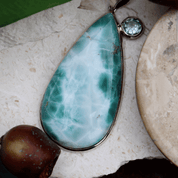 larimar blue topaz sterling silver gemstone pendant