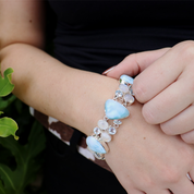 larimar moonstone blue topaz sterling silver gemstone bracelet
