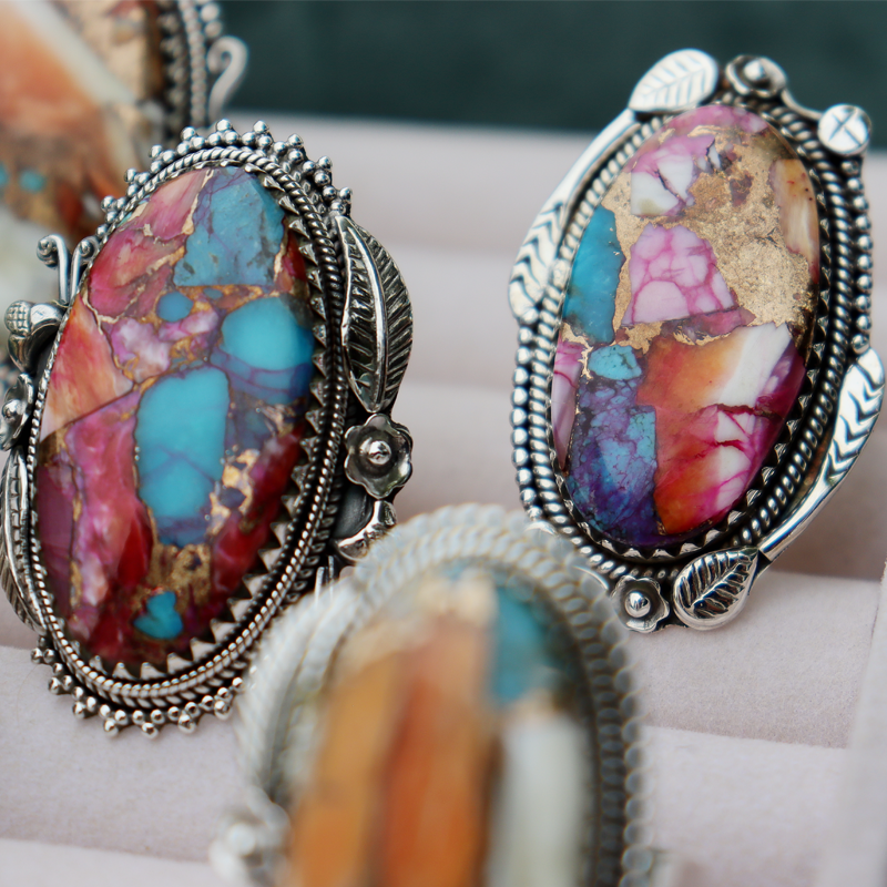 oyster turquoise sterling silver gemstone ring