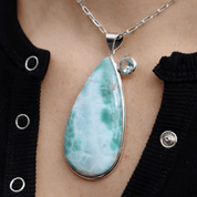 larimar blue topaz sterling silver gemstone pendant