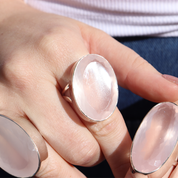 rose quartz large sterling silver gemstone ring