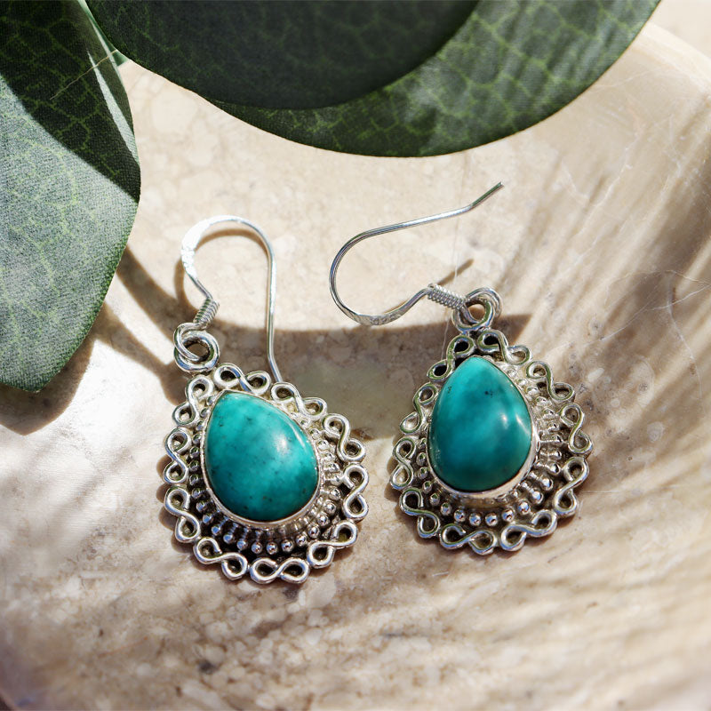 turquoise sterling silver gemstone earrings