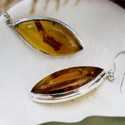 amber earrings set in sterling silver