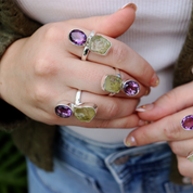 amethyst lemon quartz sterling silver gemstone ring