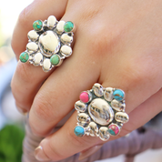 green oyster turquoise sterling silver gemstone ring