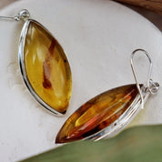 amber earrings set in sterling silver