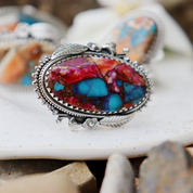 oyster turquoise sterling silver gemstone ring