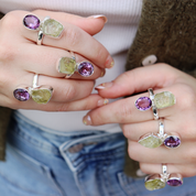 amethyst lemon quartz sterling silver gemstone ring