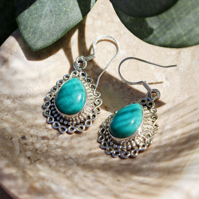 turquoise sterling silver gemstone earrings