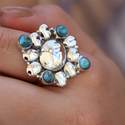blue oyster tuquoise sterling silver gemstone ring