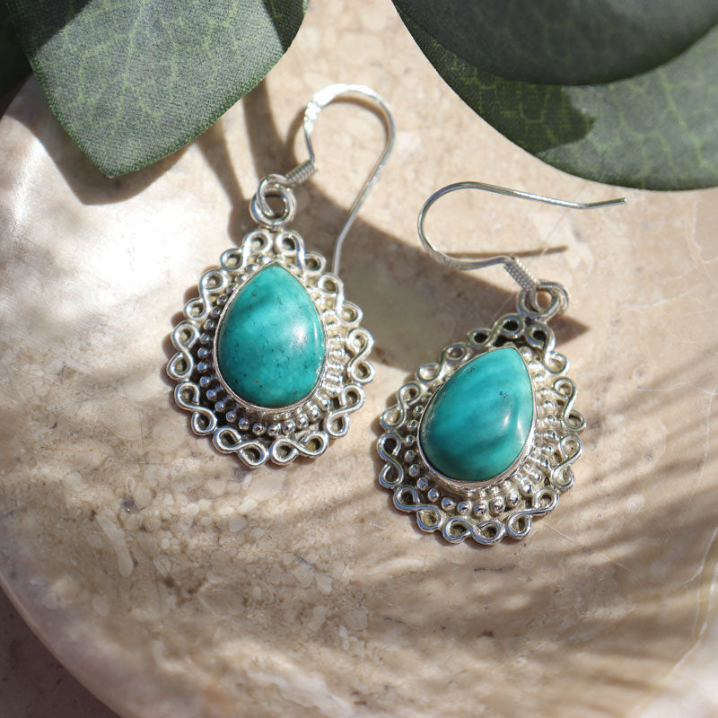 turquoise sterling silver gemstone earrings