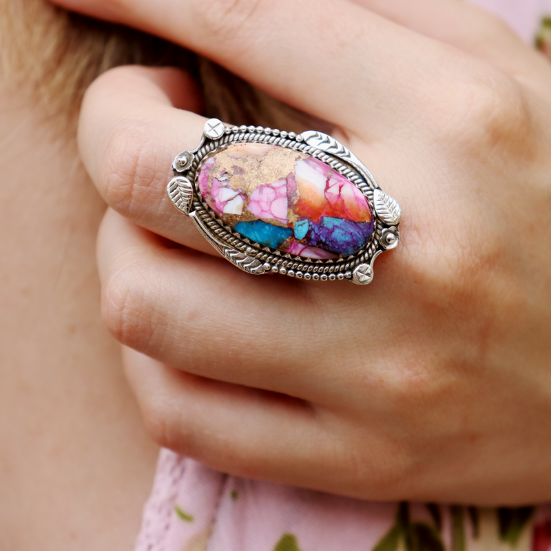 oyster turquoise sterling silver gemtone ring