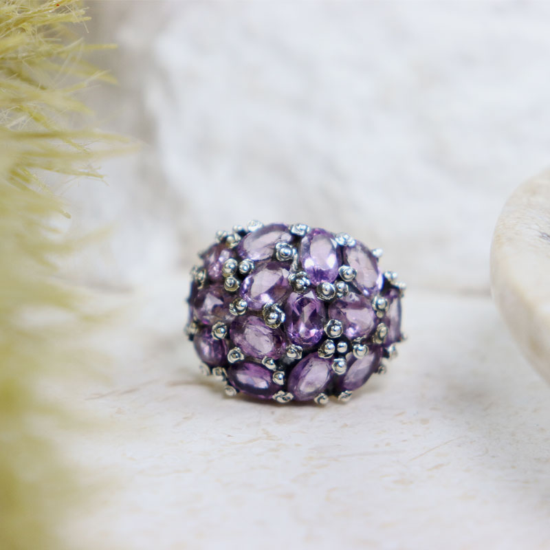 amethyst silver gemstone ring