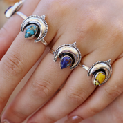 Yellow oyster turquoise sterling silver gemstone ring