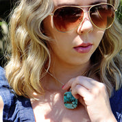 large turquoise silver gemstone pendant