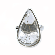 rutilated quartz silver gemstone ring