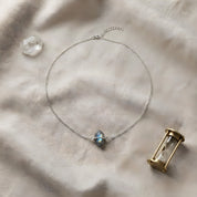 Mini Labradorite Choker Necklace, linen flat lay scene