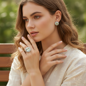 green amethyst cz sterling silver gemstone ring and earring set