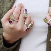 amethyst lemon quartz sterling silver gemstone ring