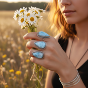 teardrop larimar sterling silver gemstone ring