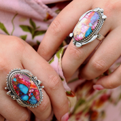 oyster turquoise sterling silver gemtone ring