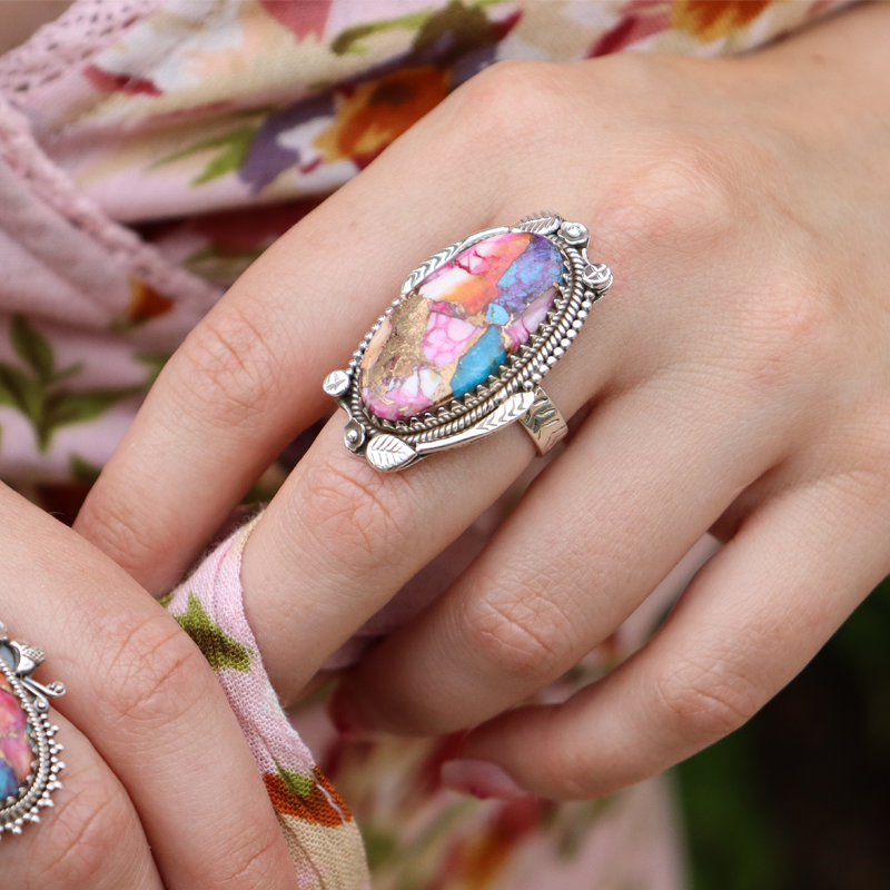 oyster turquoise sterling silver gemtone ring