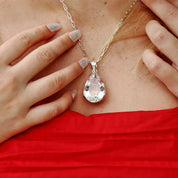 teardrop clear quartz sterling silver pendant