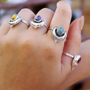purple oyster turquoise sterling silver gemstone ring