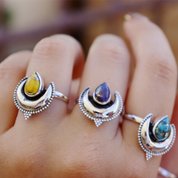 Yellow oyster turquoise sterling silver gemstone ring