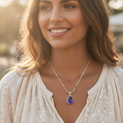 triangle amethyst checker cut sterling silver pendant