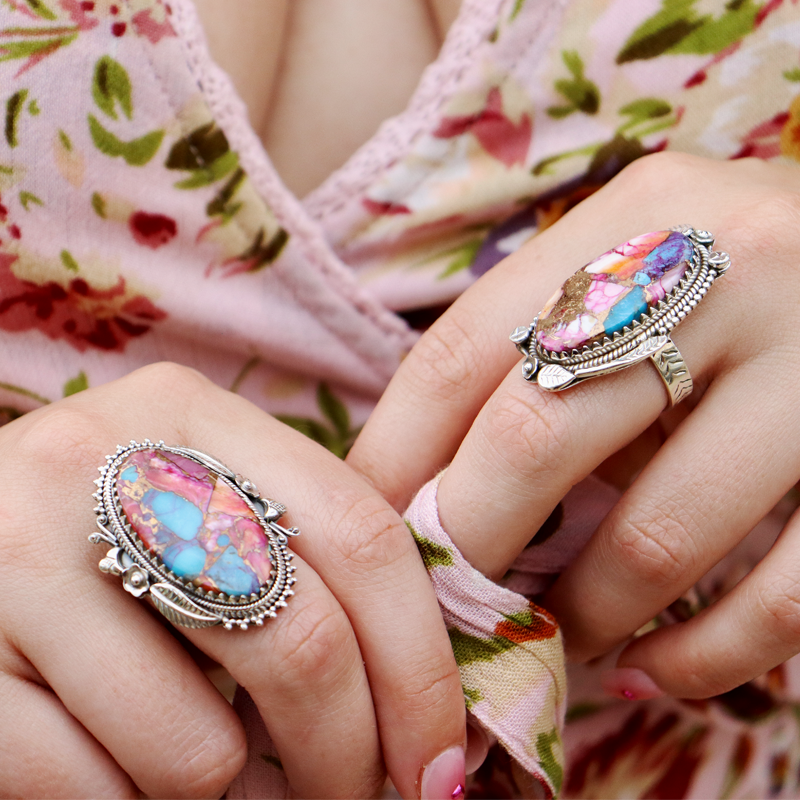 oyster turquoise sterling silver gemtone ring