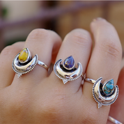 Yellow oyster turquoise sterling silver gemstone ring