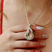 teardrop clear quartz sterling silver pendant