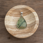 teardrop prehnite sterling silver gemstone pendant