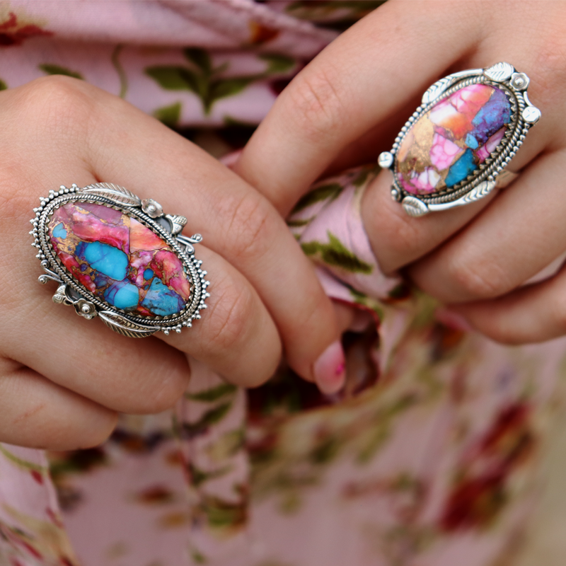 oyster turquoise sterling silver gemstone ring