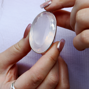 large oval rose quartz silver gemstone pendant