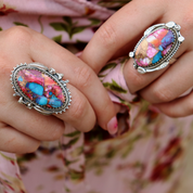 oyster turquoise sterling silver gemtone ring