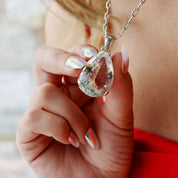teardrop clear quartz sterling silver pendant