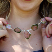 watermelon tourmaline silver gemstone necklace