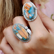 oyster turquoise sterling silver gemstone ring