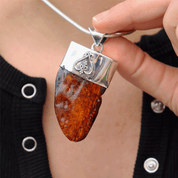 big amber pendant sterling silver setting