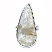 rutilated quartz silver gemstone ring