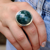 emerald quartz big sterling silver gemstone ring