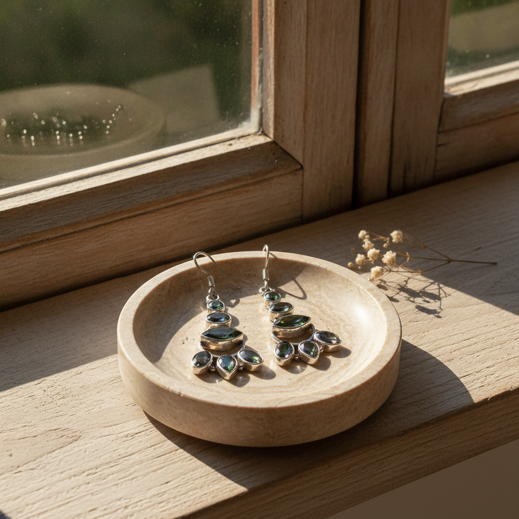 mystic topaz sterling silver gemstone earrings