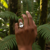 teardrop clear quartz sterling silver ring